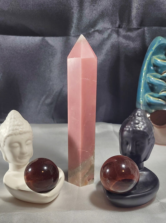 Graceful large Pink Opal Tower for Love and Healing | A+ QUALITY The Gray Inclusion Makes this Piece One of Kind!