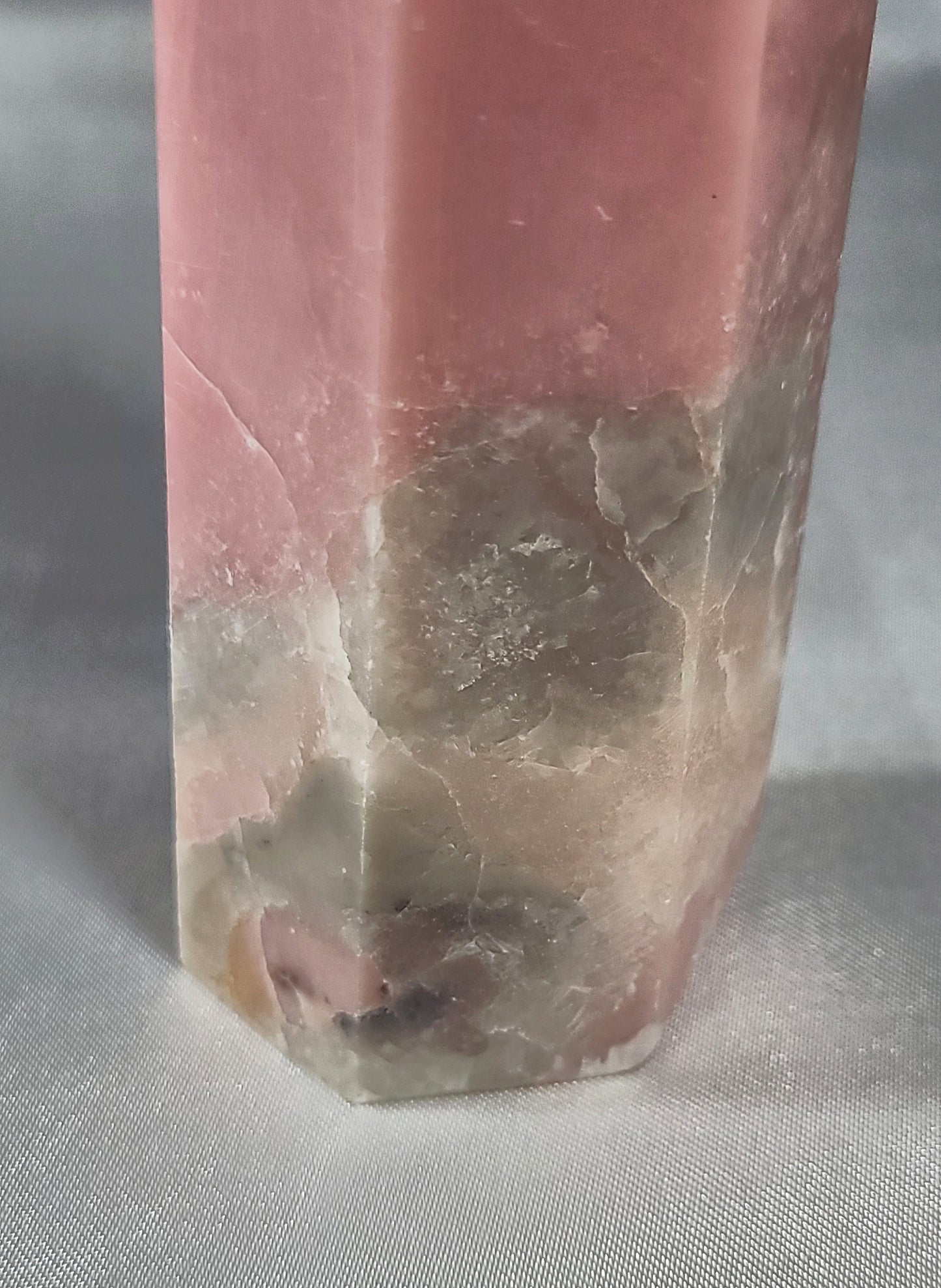 Graceful large Pink Opal Tower for Love and Healing | A+ QUALITY The Gray Inclusion Makes this Piece One of Kind!