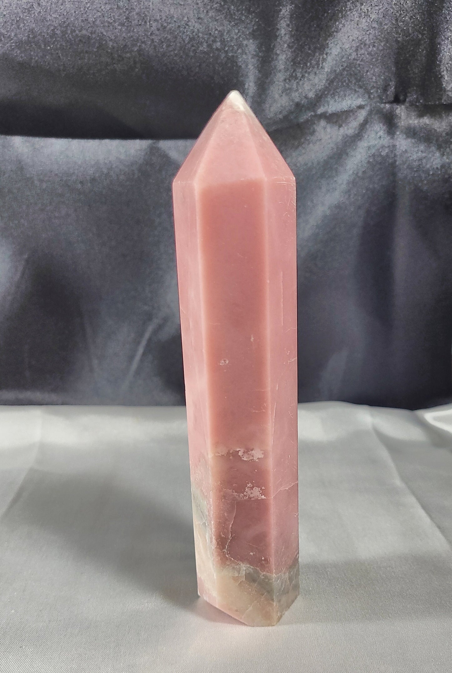 Graceful large Pink Opal Tower for Love and Healing | A+ QUALITY The Gray Inclusion Makes this Piece One of Kind!