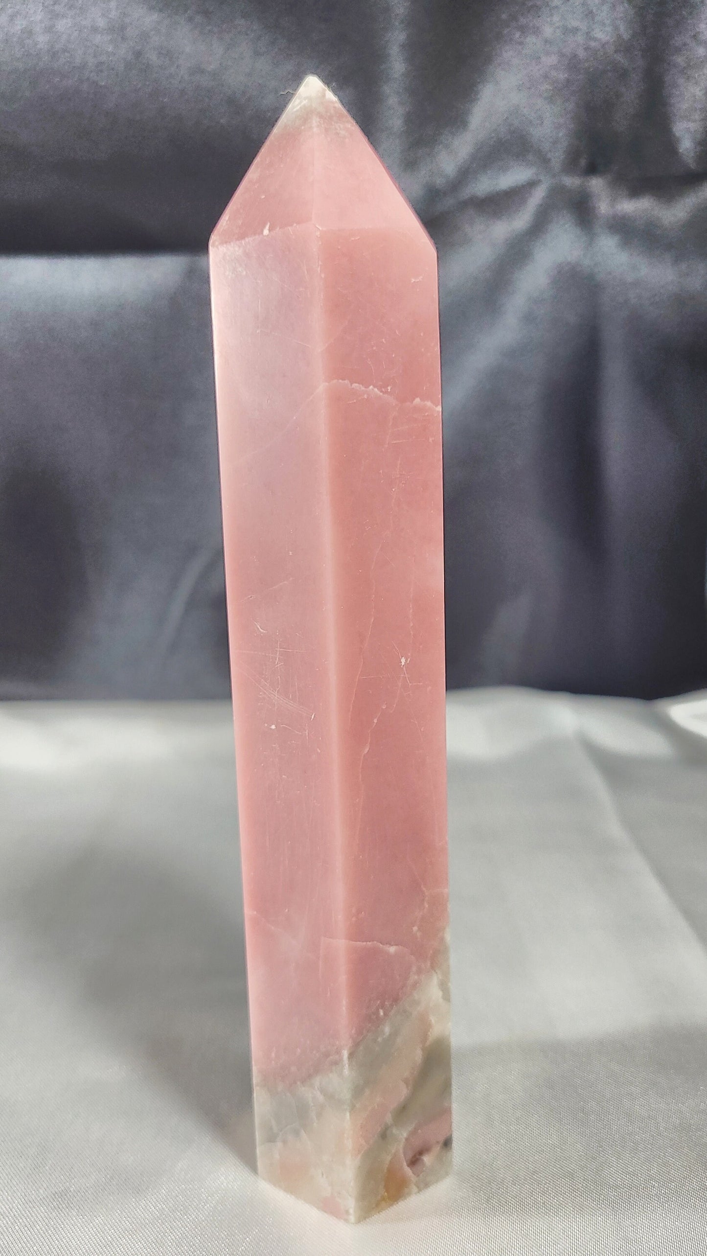 Graceful large Pink Opal Tower for Love and Healing | A+ QUALITY The Gray Inclusion Makes this Piece One of Kind!