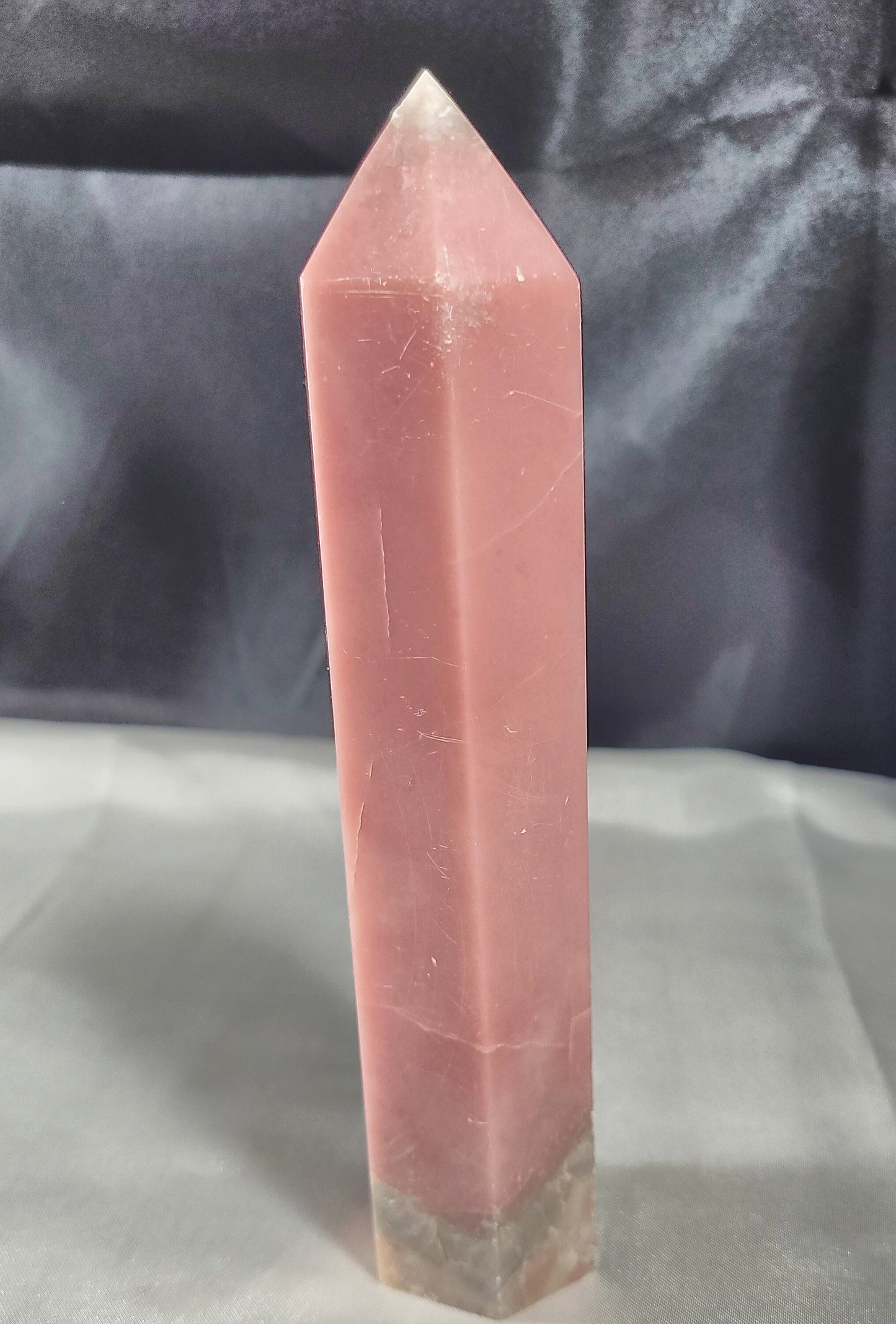 Graceful large Pink Opal Tower for Love and Healing | A+ QUALITY The Gray Inclusion Makes this Piece One of Kind!