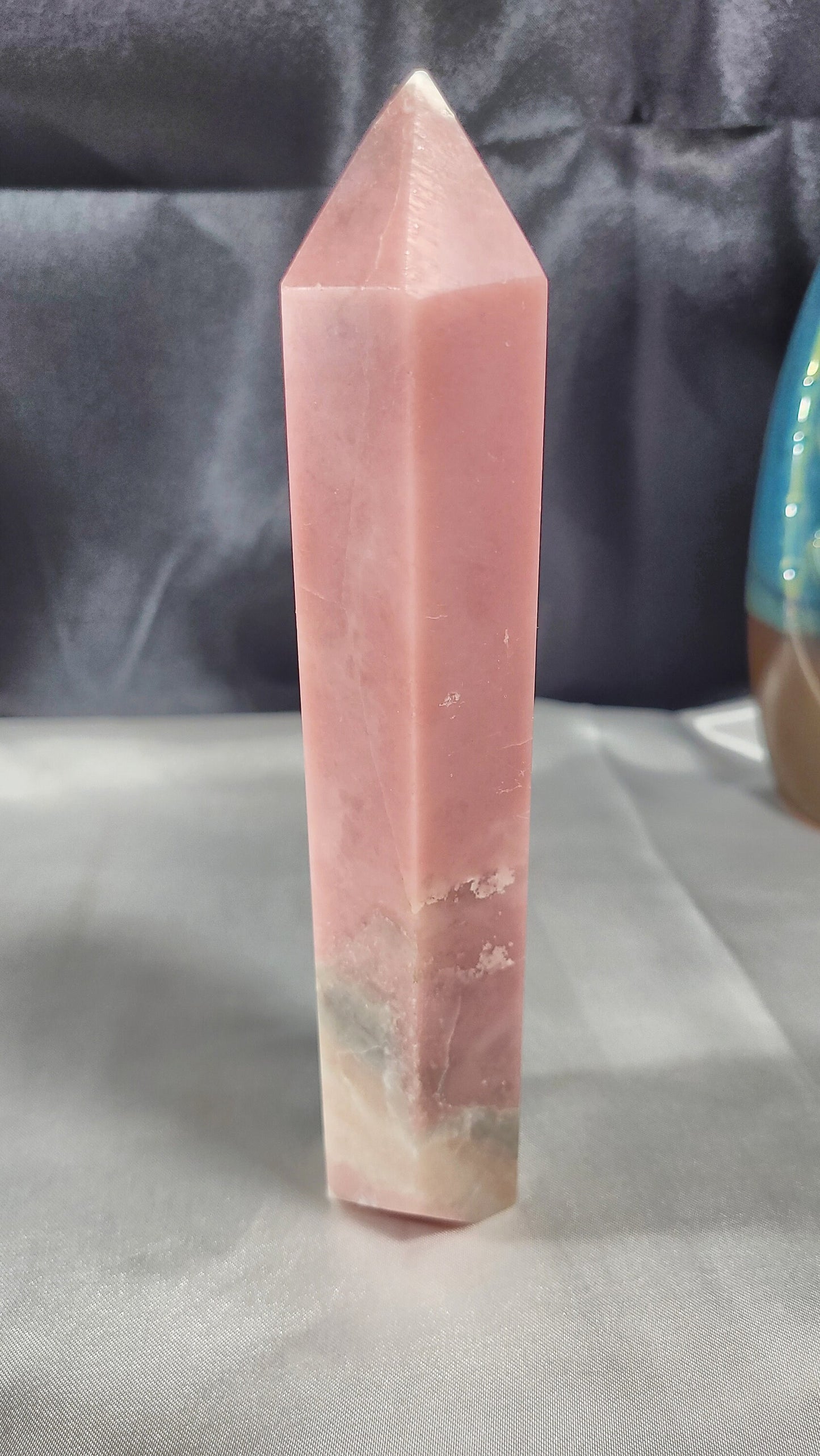 Graceful large Pink Opal Tower for Love and Healing | A+ QUALITY The Gray Inclusion Makes this Piece One of Kind!