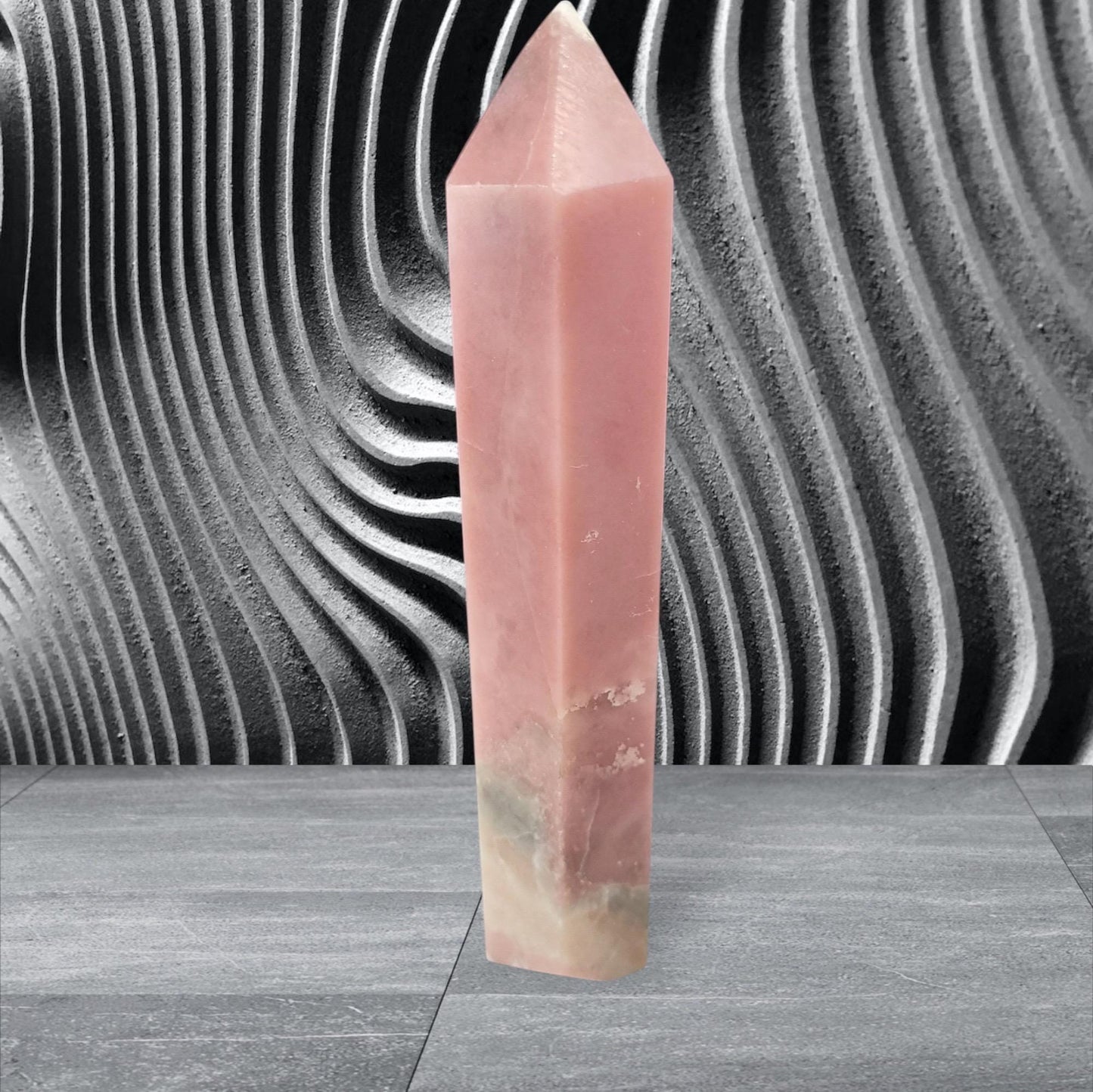 Graceful large Pink Opal Tower for Love and Healing | A+ QUALITY The Gray Inclusion Makes this Piece One of Kind!