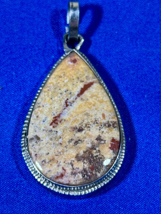 Unique, Scenic Silver-Wrapped Picture Jasper Pendant Size: 1.5 inches