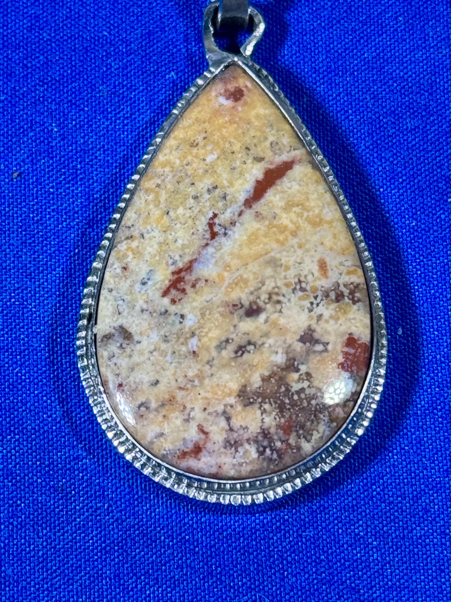 Unique, Scenic Silver-Wrapped Picture Jasper Pendant Size: 1.5 inches