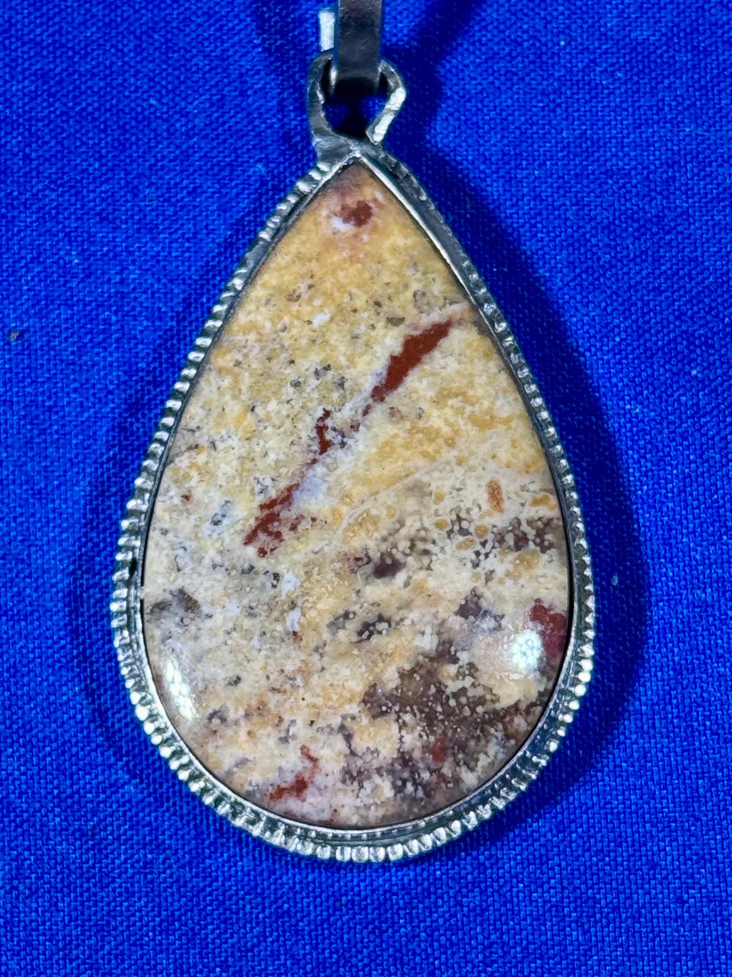 Unique, Scenic Silver-Wrapped Picture Jasper Pendant Size: 1.5 inches