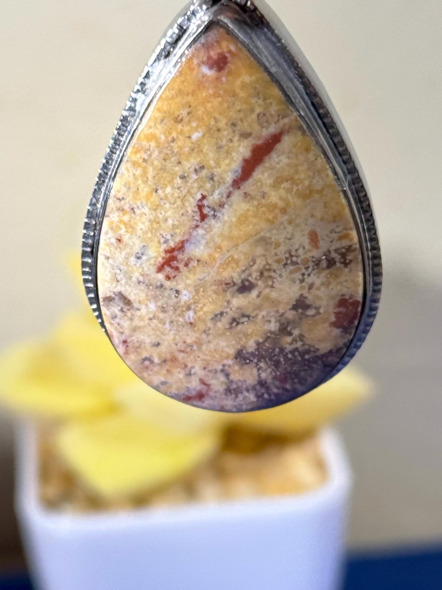 Unique, Scenic Silver-Wrapped Picture Jasper Pendant Size: 1.5 inches