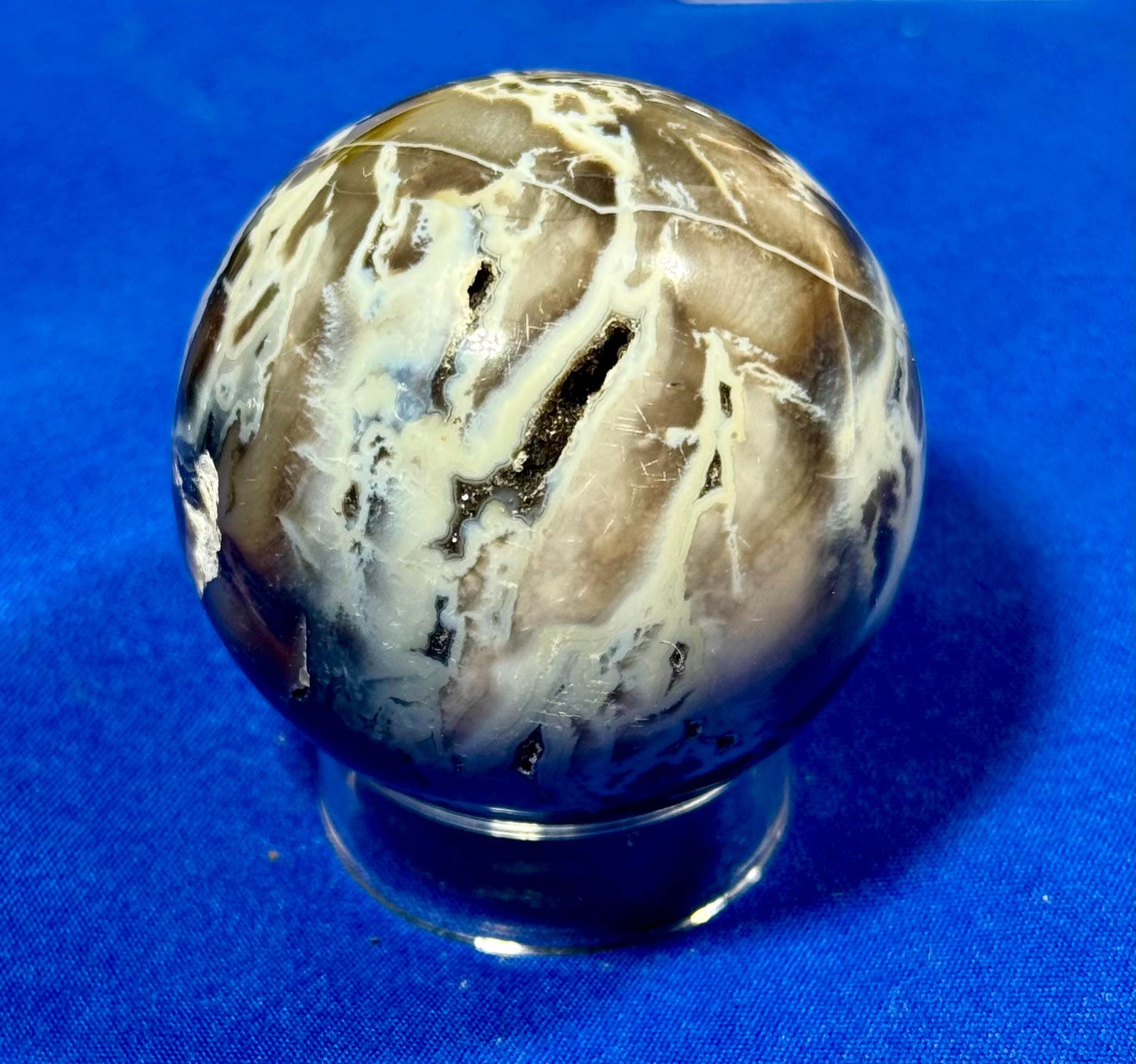 Black Palm Jasper Sphere – 140g | Free Red Jasper Heart