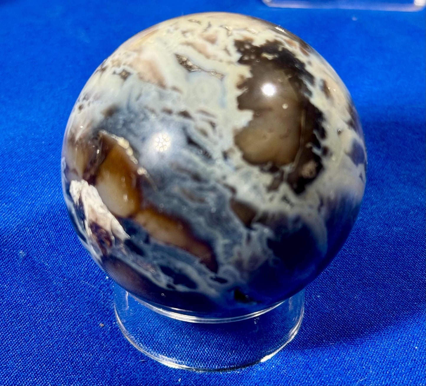 Black Palm Jasper Sphere – 140g | Free Red Jasper Heart