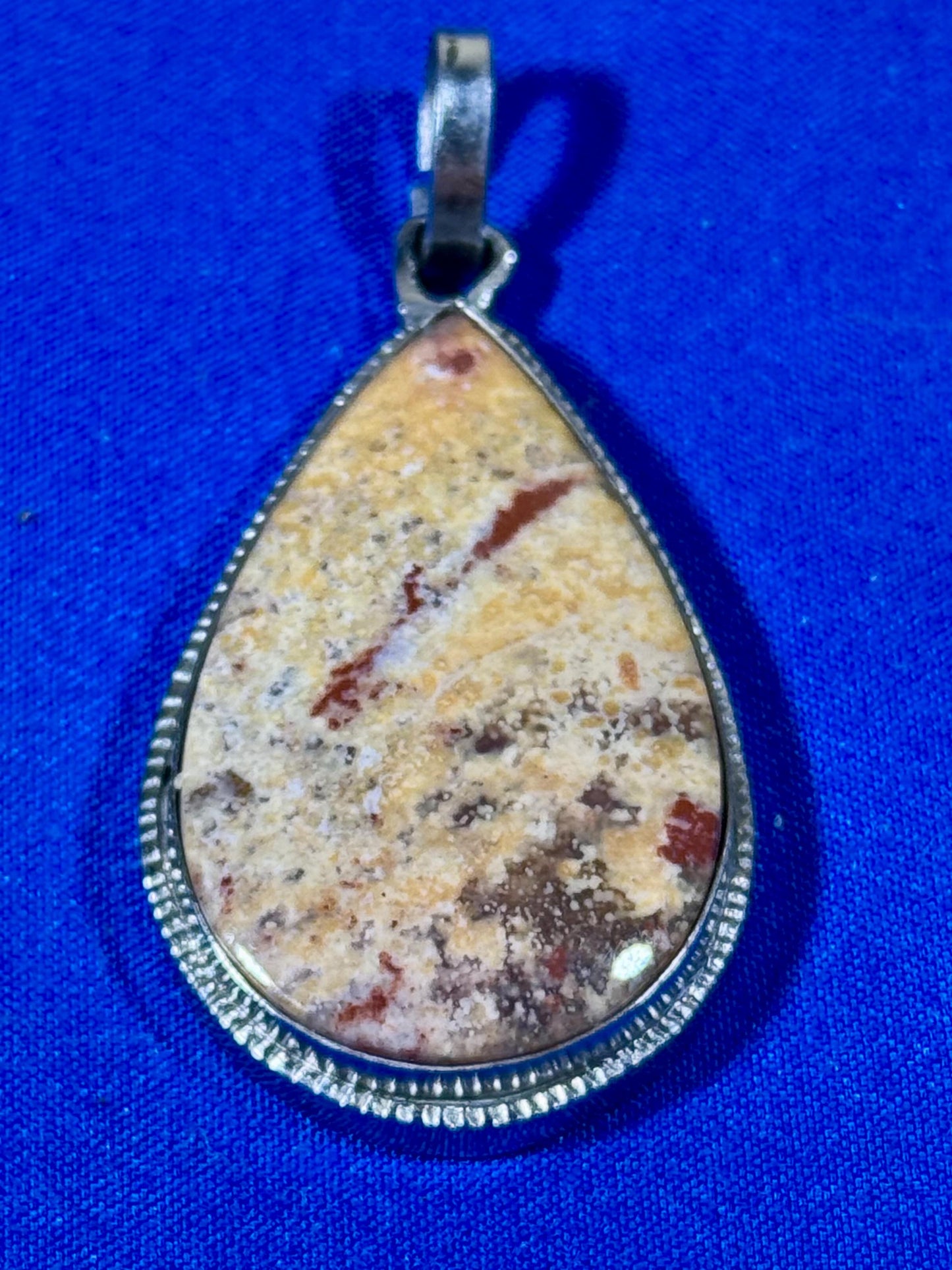 Unique, Scenic Silver-Wrapped Picture Jasper Pendant Size: 1.5 inches