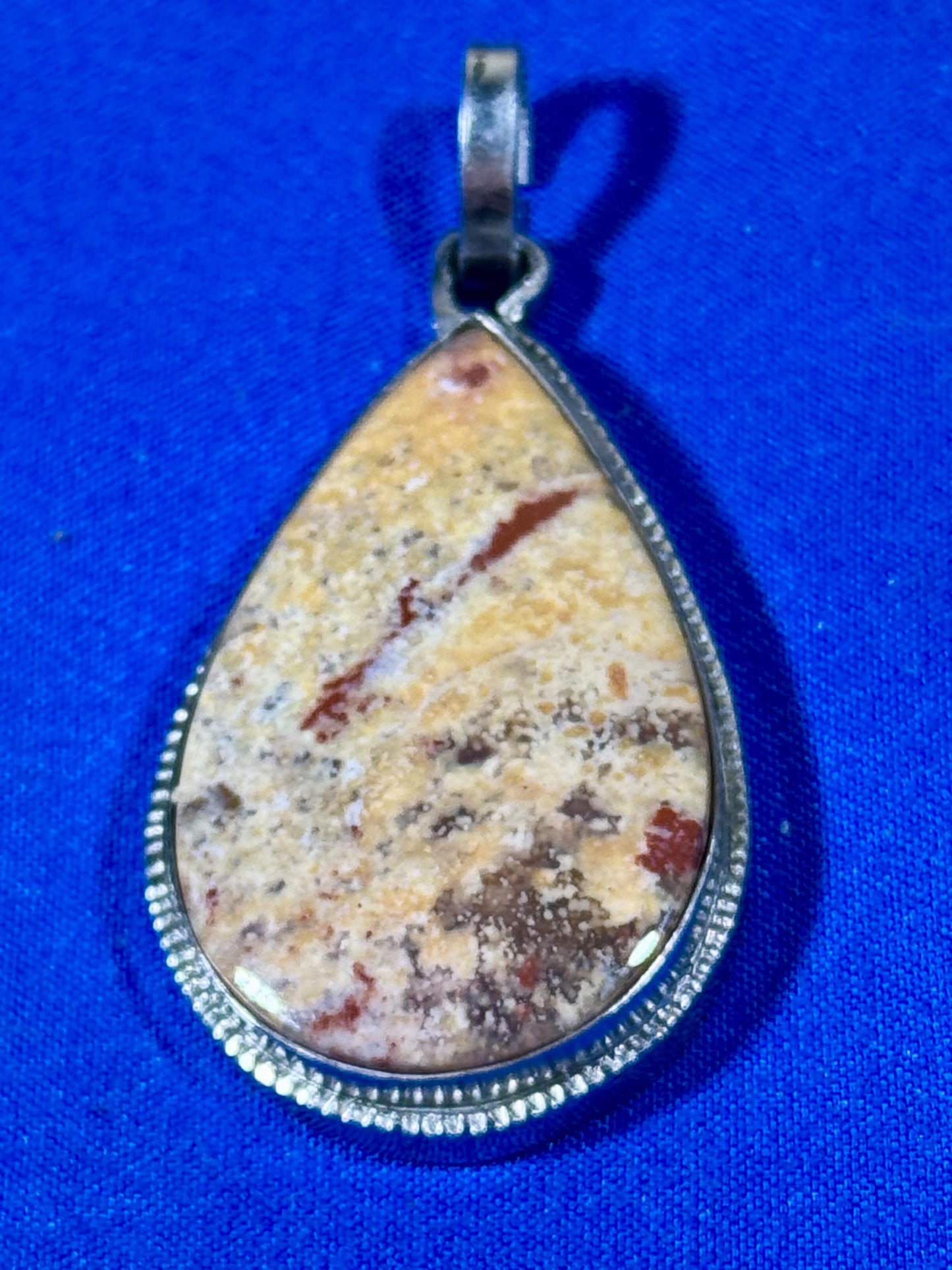 Unique, Scenic Silver-Wrapped Picture Jasper Pendant Size: 1.5 inches