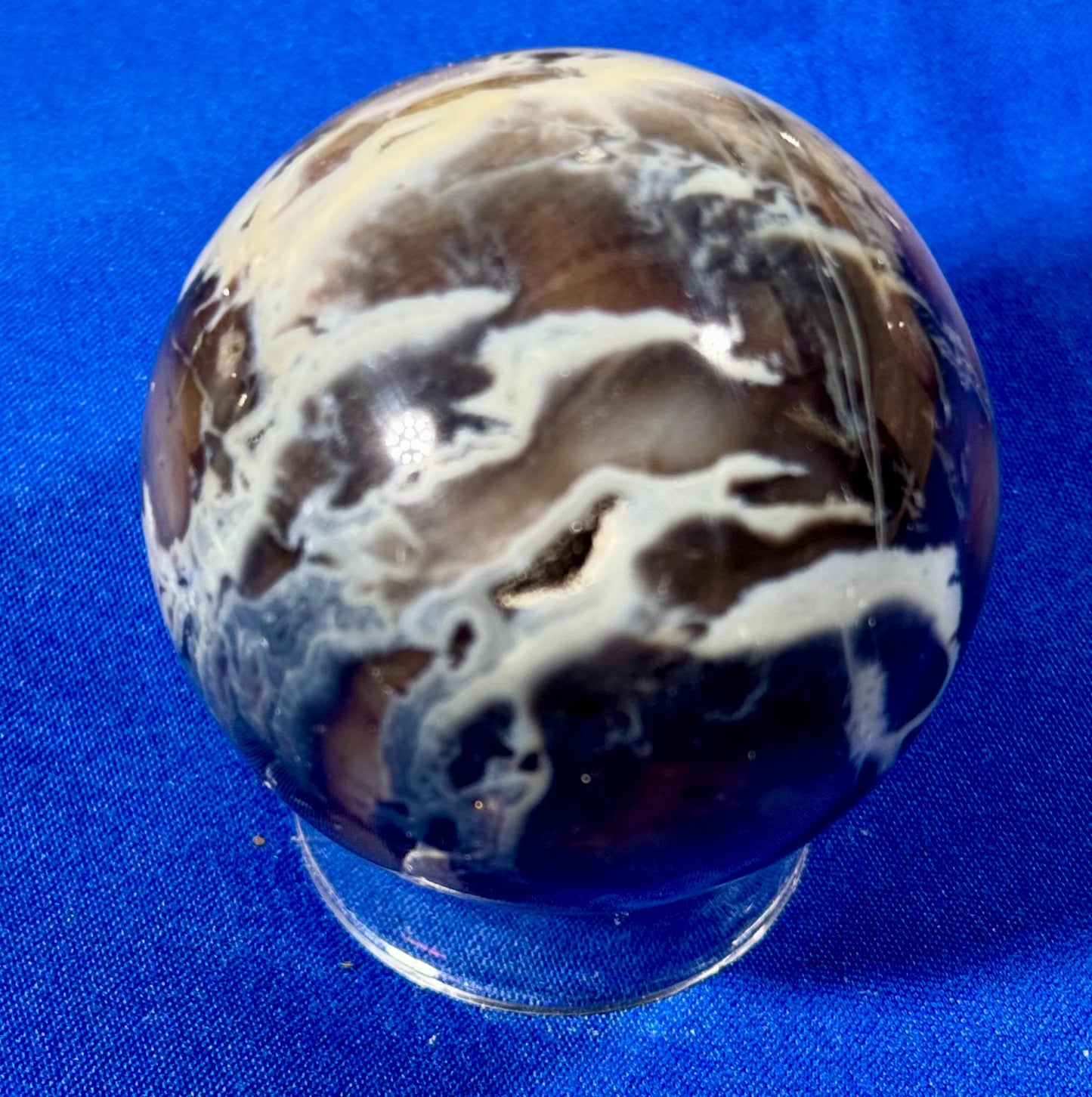 Black Palm Jasper Sphere – 140g | Free Red Jasper Heart