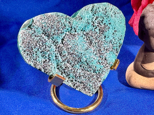 Chrysocolla & Malachite Heart – 222g (stand included)