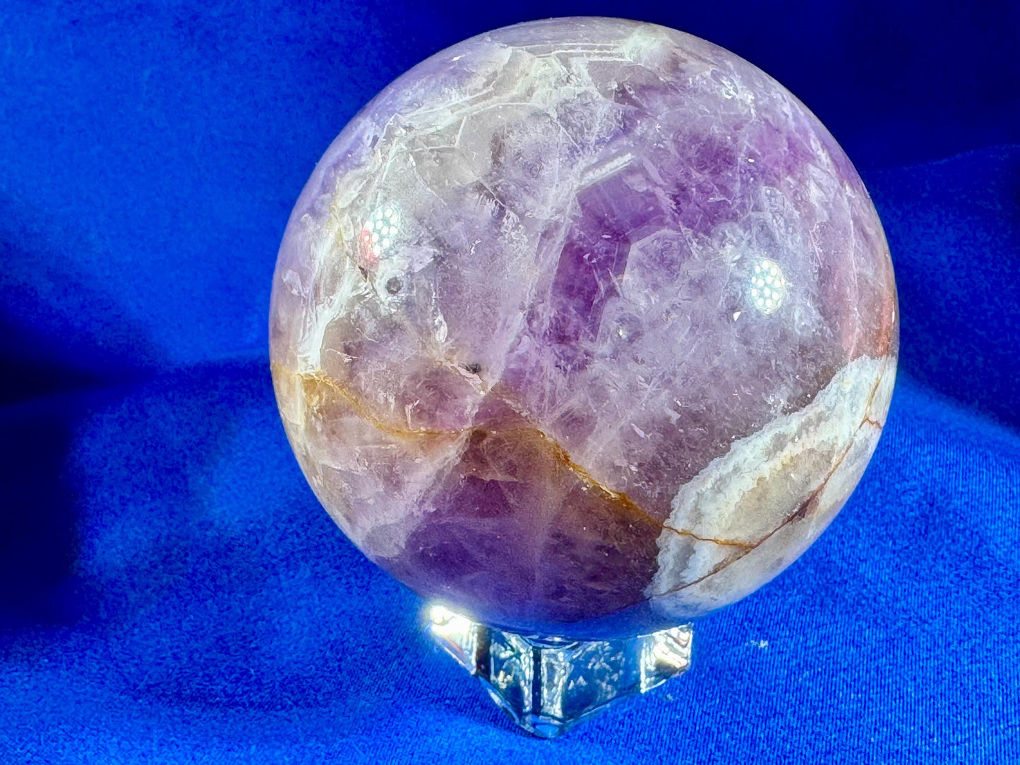 Dream Amethyst & Flower Agate Sphere – 400g | 66mm