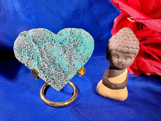 Chrysocolla & Malachite Heart – 222g (stand included)